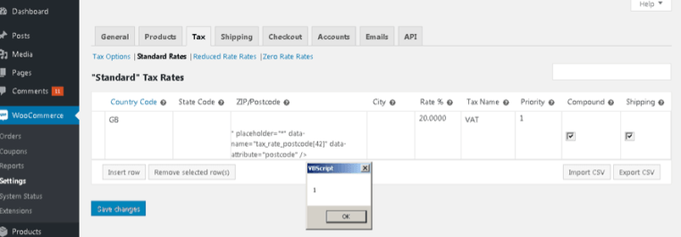 ZIP code XSS code activated