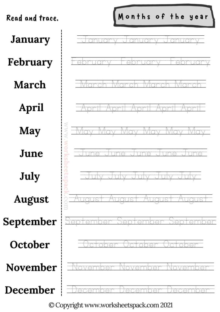 Months of the year activities pdf