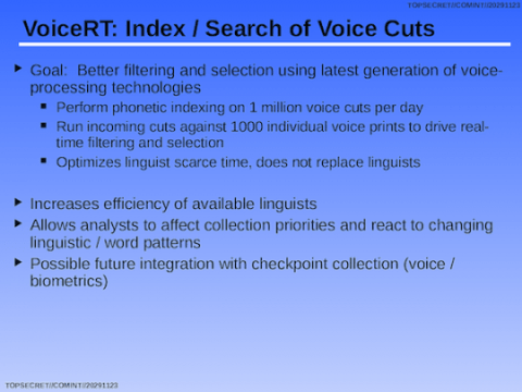 US Intelligence NSA slide RHINEHART, VoiceRT