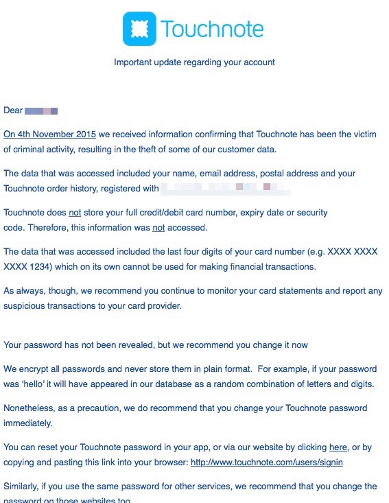 touchnote email