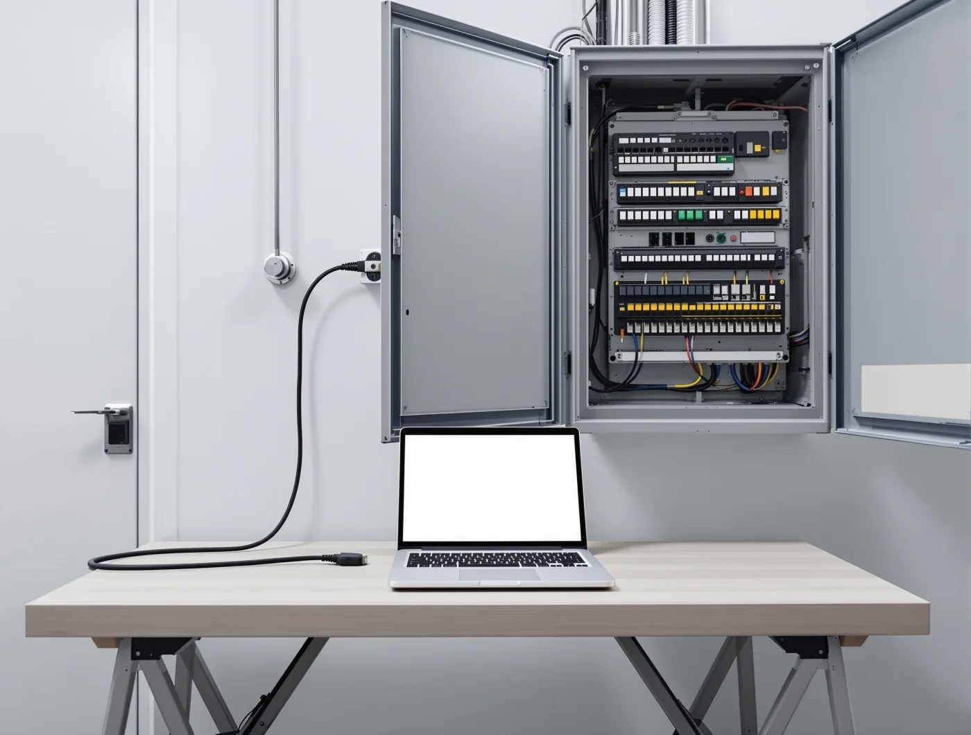 Commissioning an access control controller from a laptop in a plant room