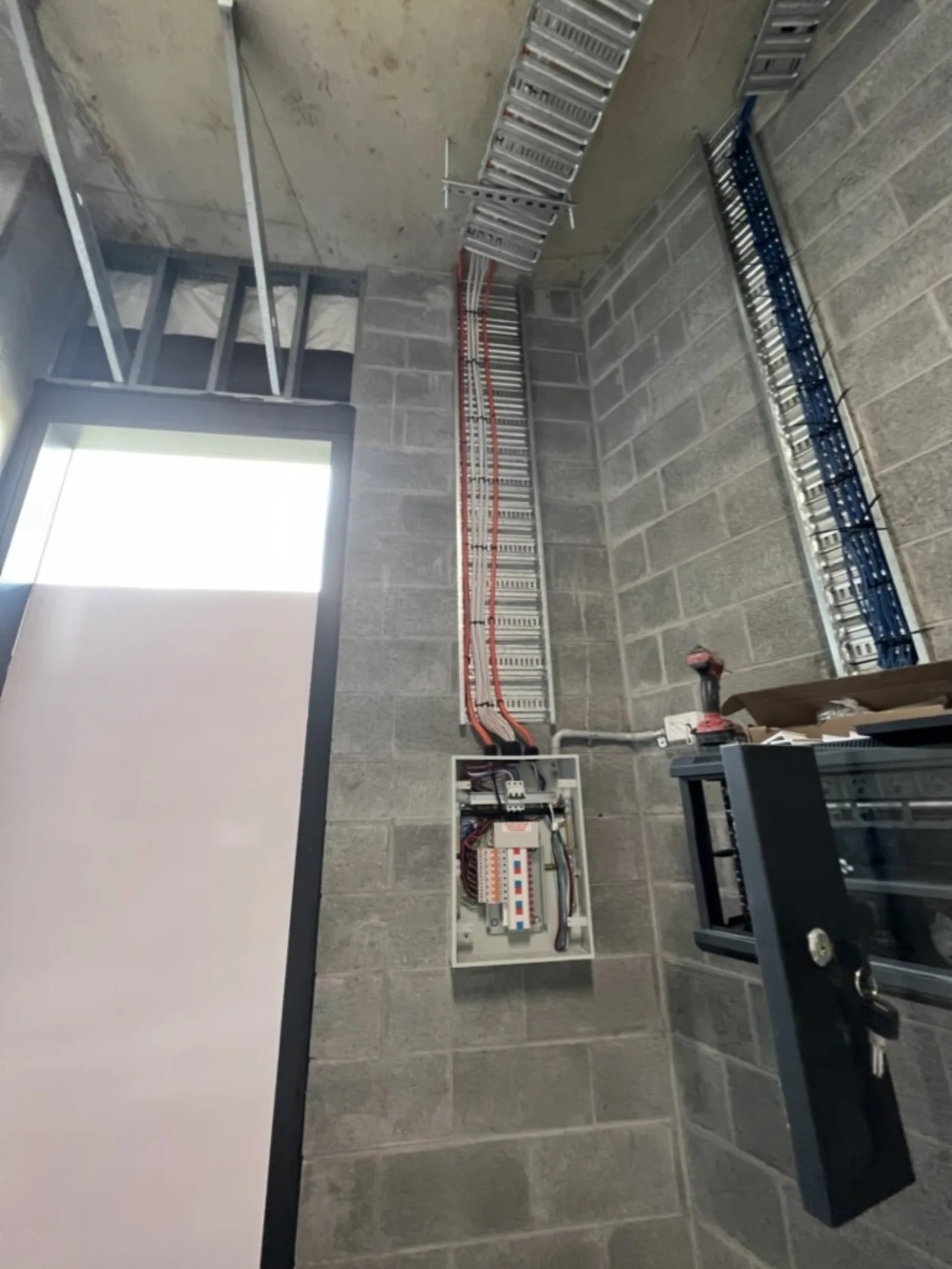Cable ladder and conduit containment installed by SRS Services on a Sydney commercial site