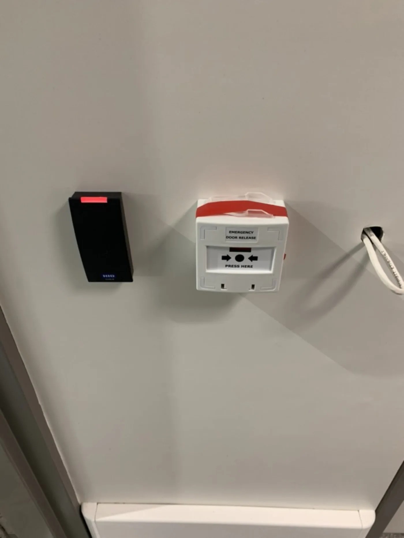 Access control reader and emergency door release installed by Security Response Sydney