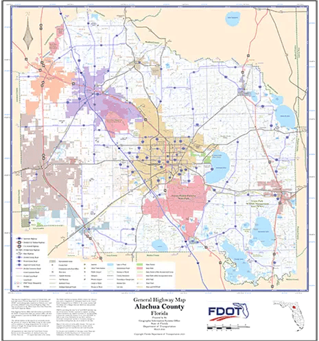 Alachua Map from Florida Department of Transportation. Links to Alachua School district.