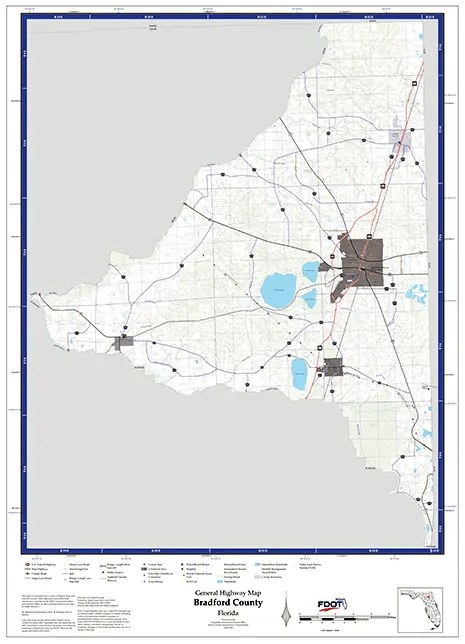 Bradford Map from Florida Department of Transportation. Links to Bradford School District.