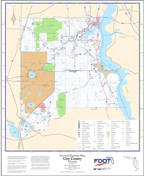 Clay Map from Florida department of Transportation. Links to Clay School District,