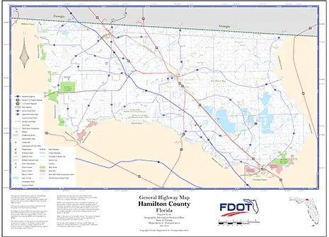 Hamilton Map from Florida department of Transportation. Links to Hamilton School district.