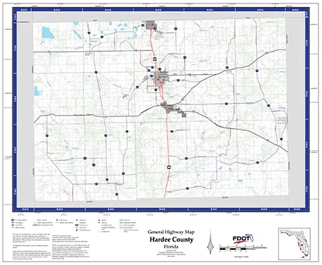 Hardee Map from Florida Department of Transportation. Links to Hardee School District.
