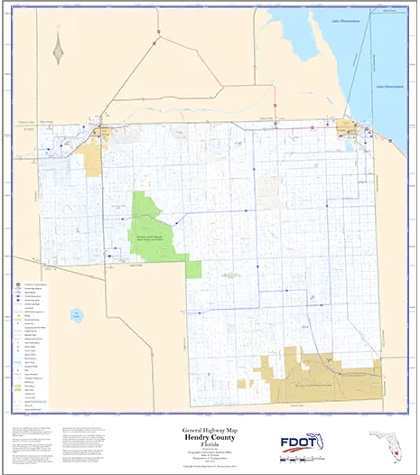 Hendry Map from Florida Department of Transportation. Links to Hendry School District.