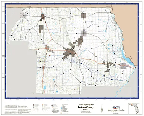 Jackson Map from Florida Department of Transportation. Links to Jackson School District.