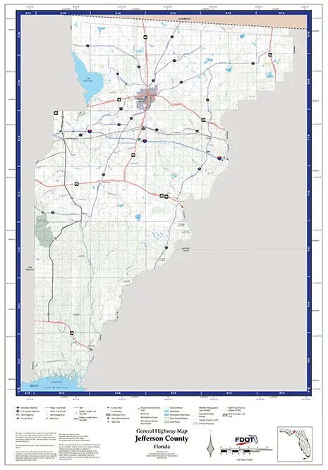 Jefferson Map from Florida Department of Transportation. Links to Jefferson School district.