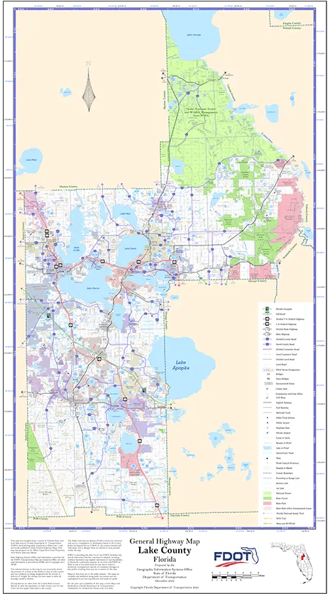 Lake Map from Florida Department of Transportation. Links to Lake School District.