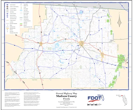 Madison Map from Florida Department of Transportation. Links to Madison School district.