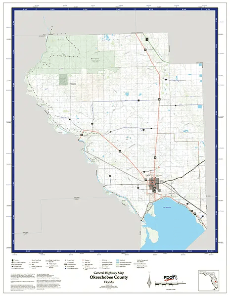 Okeechobee Map from Florida Department of Transportation. Links to Okeechobee School District.
