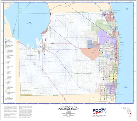 Palm Beach Map from Florida Department of Transportation. Links to Pam Beach School District.