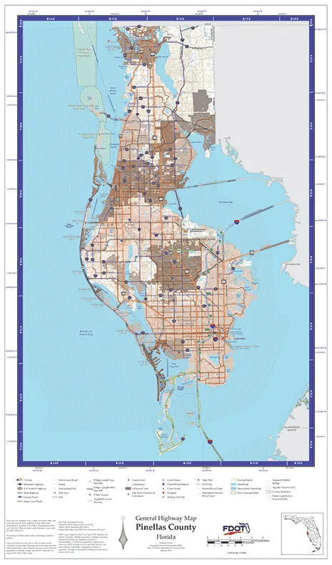 Pinellas Map from Florida Department of Transportation. Links to Pinellas School District.