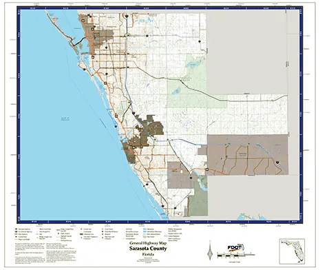 Sarasota Map from Florida Department of Transportation. Links to Sarasota School District.