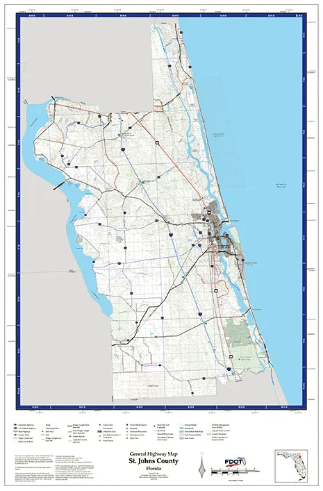 St. Johns Map from Florida Department of Transportation. Links to St. Johns School district.