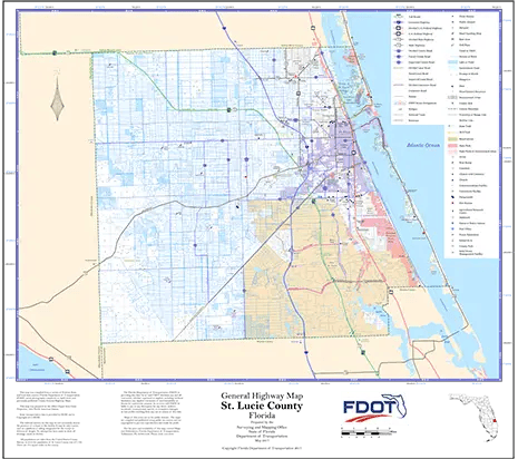 St. Lucie Map form Florida Department of Transportation. Links to St. Lucie School district.