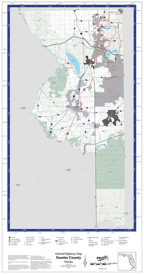 Sumter Map from Florida Department of Transportation. Links to Sumter School District.
