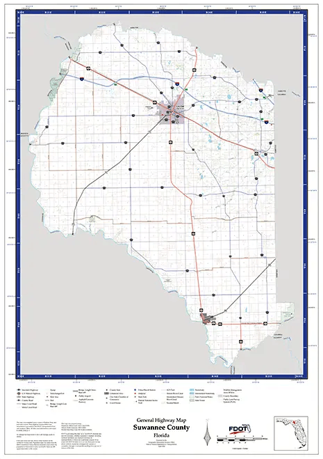 Suwannee Map from Florida Department of Transportaiton. Links to Suwannee School district.