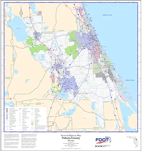 Volusia Map from Florida department of Transportation. Links to Volusia School District.