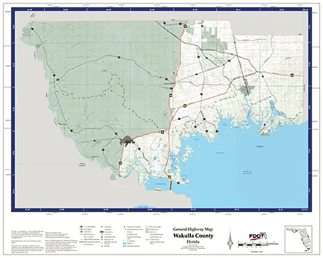 Wakulla Map from Florida Department of Transportation. Links to Wakulla School district.