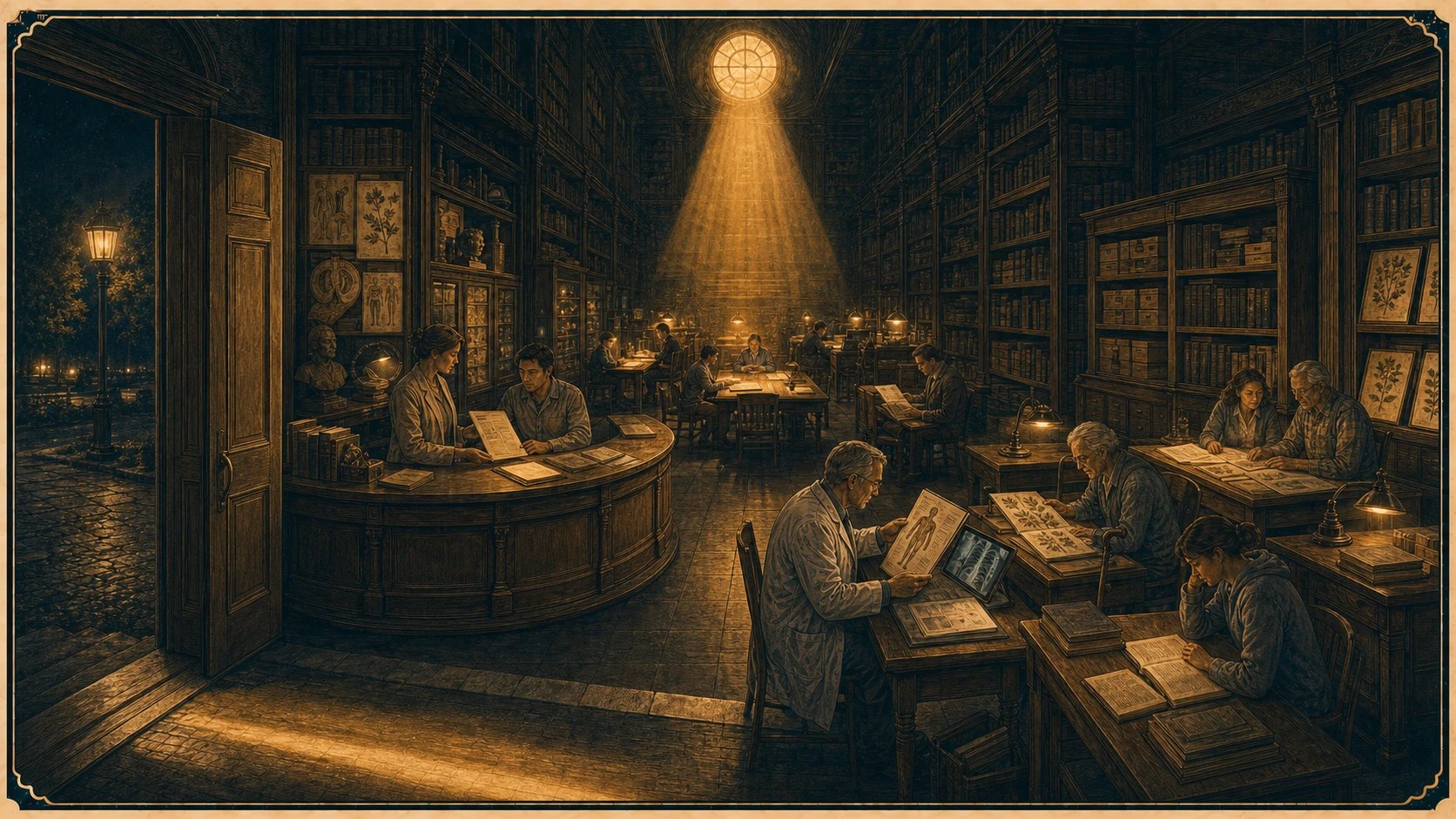 An open public archive gives patients, physicians, students, and families free access to history, medicine, law, botany, and public records.