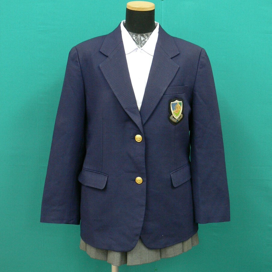 3355 大阪府立岬高校・青系ブレザー制服冬セット・サイズ 165A