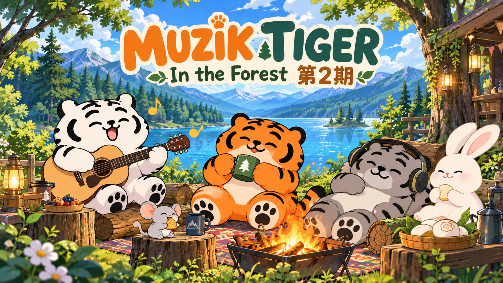 MUZIK TIGER In the Forest 第2期のタイトル入りアニメセル画調イラスト