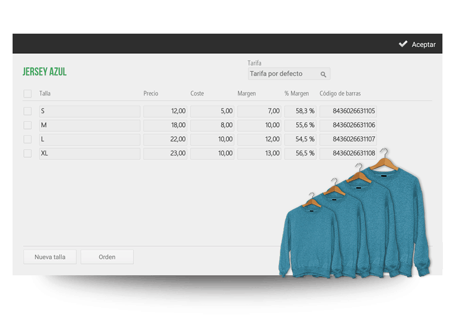 tpv comercios - tallas