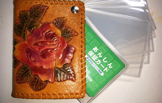 メガネケース　レザーカービング　薔薇 メガネケースレザーカービング薔薇