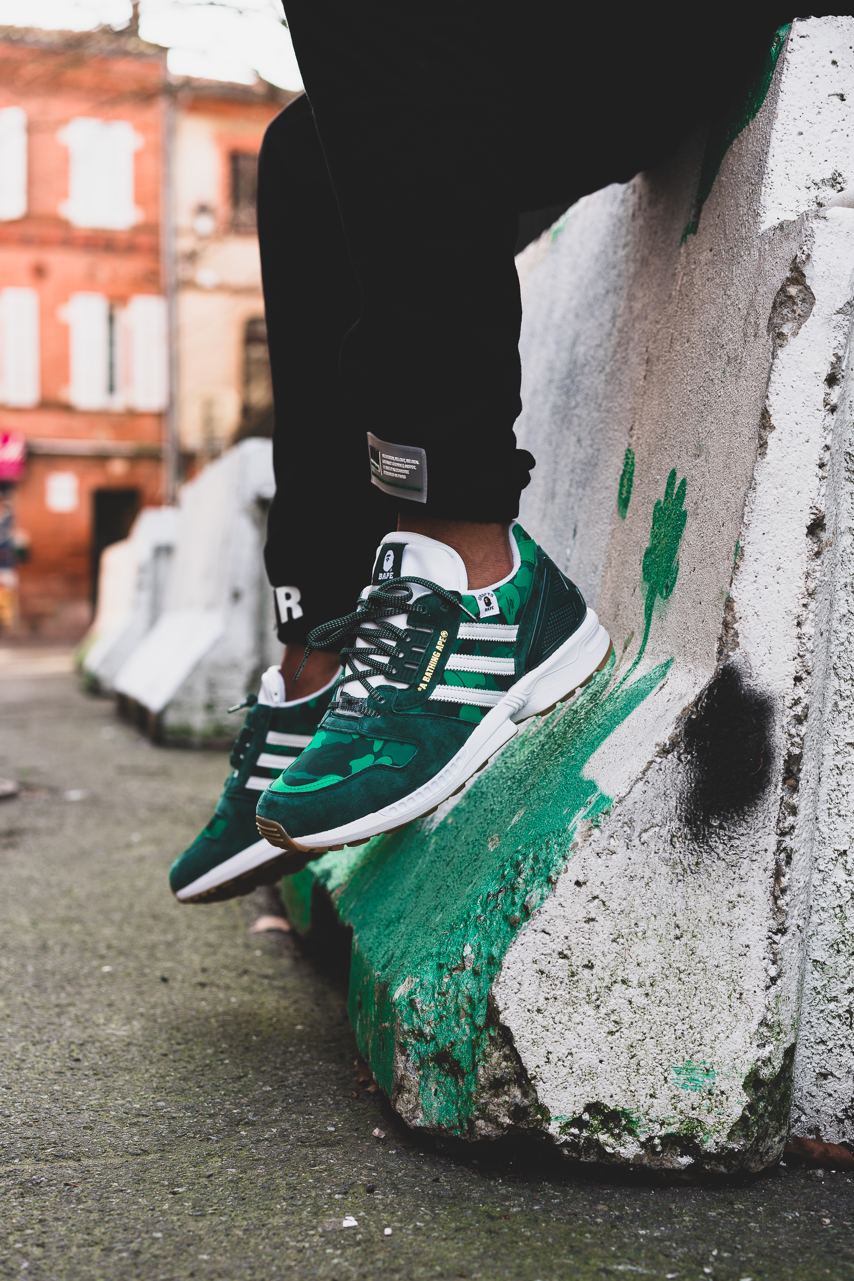 bape x undefeated x adidas zx 8000 on feet