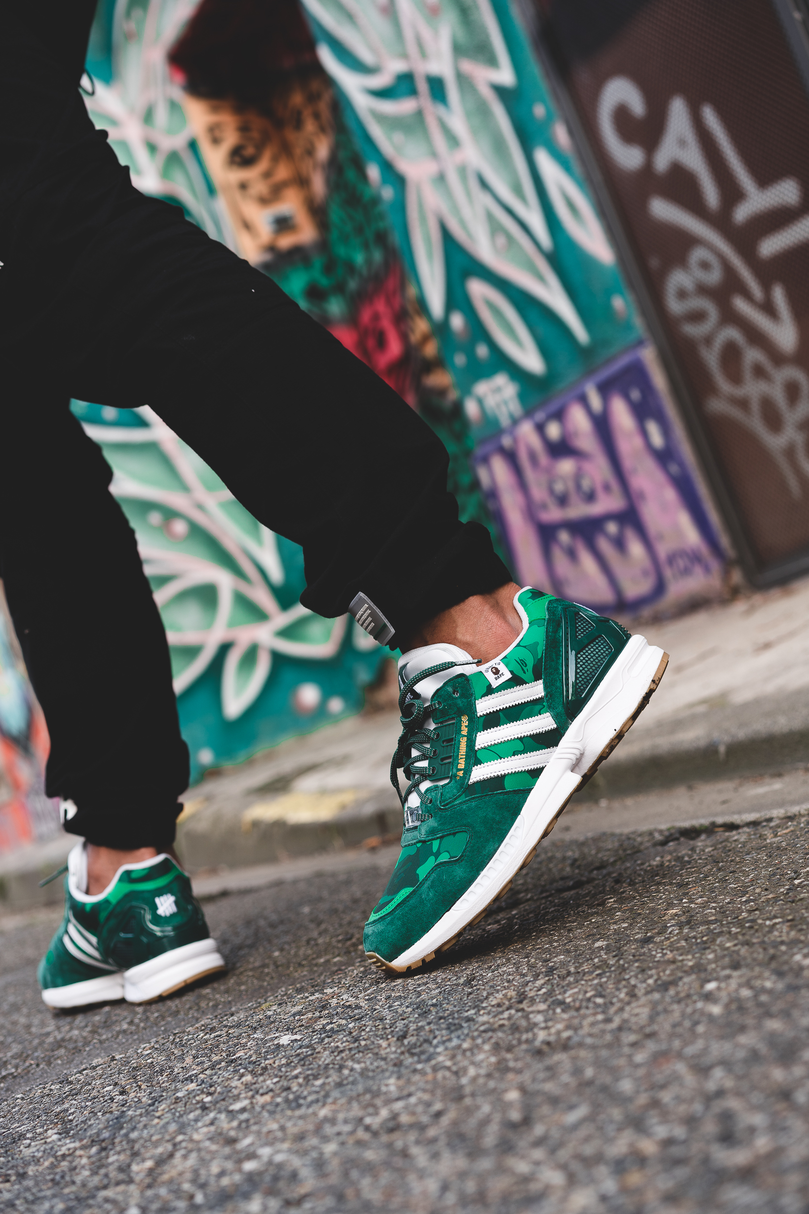 bape x undefeated x adidas zx 8000 on feet