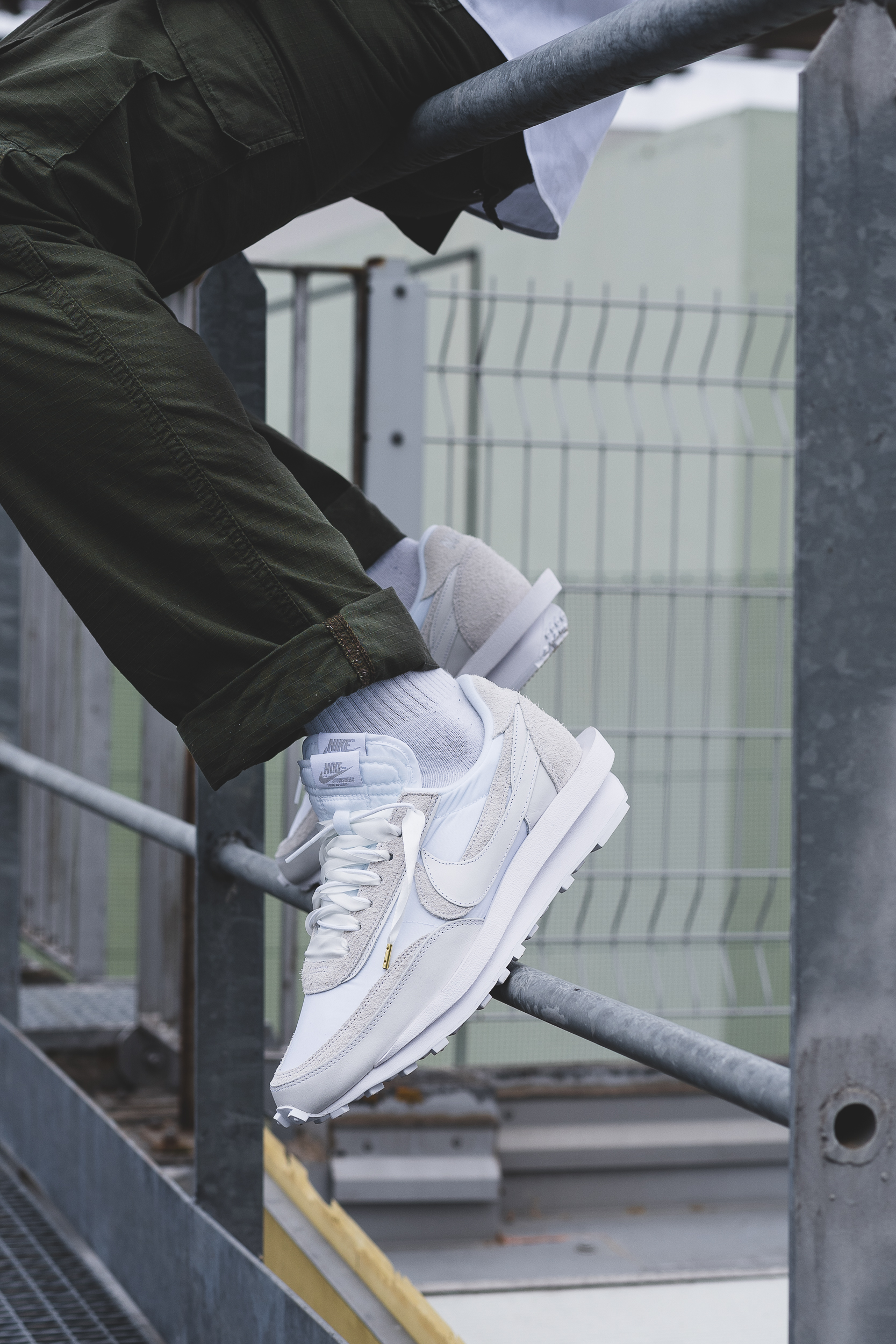 nike sacai white nylon