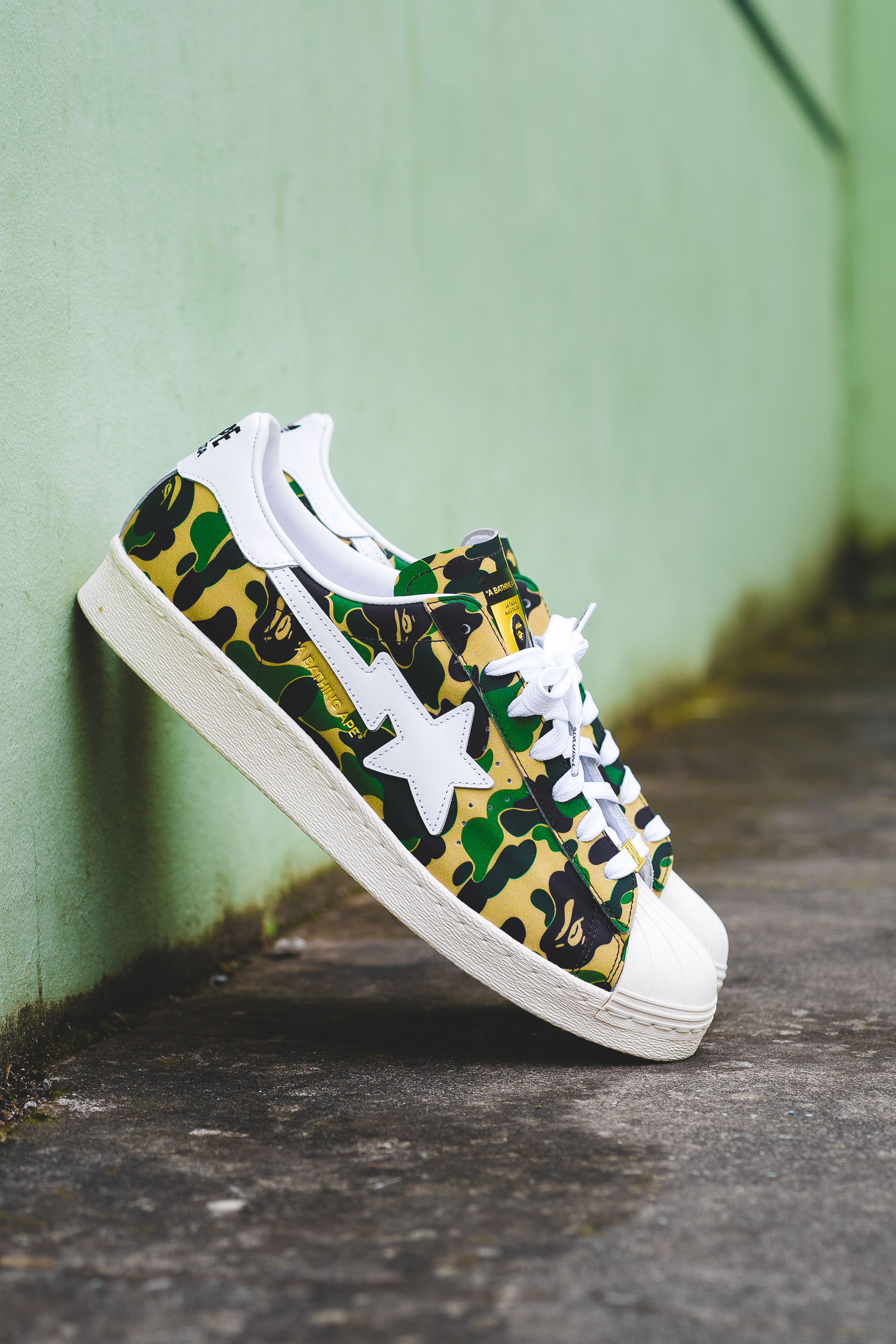 bape superstar 80s green camo