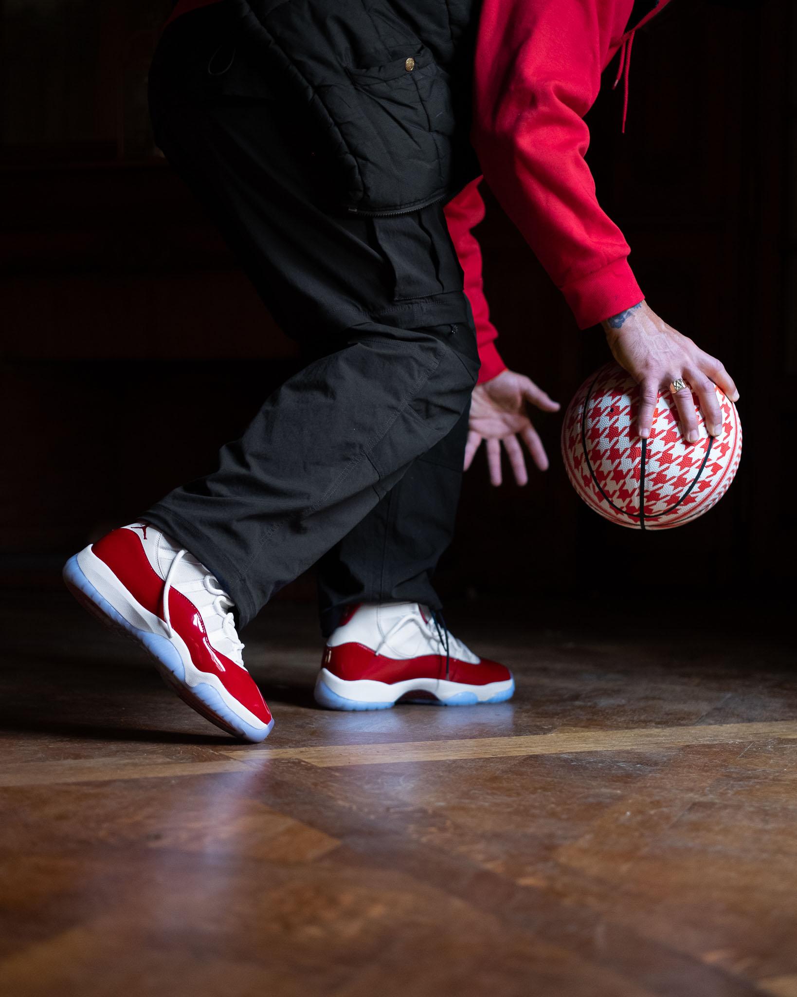 jordan 11 cherry low on feet