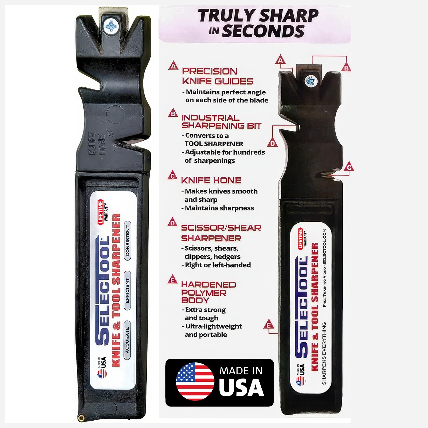 SELECTOOL 3-Pack Knife & Tool Sharpeners + FREE Mat & Practice Knife USA