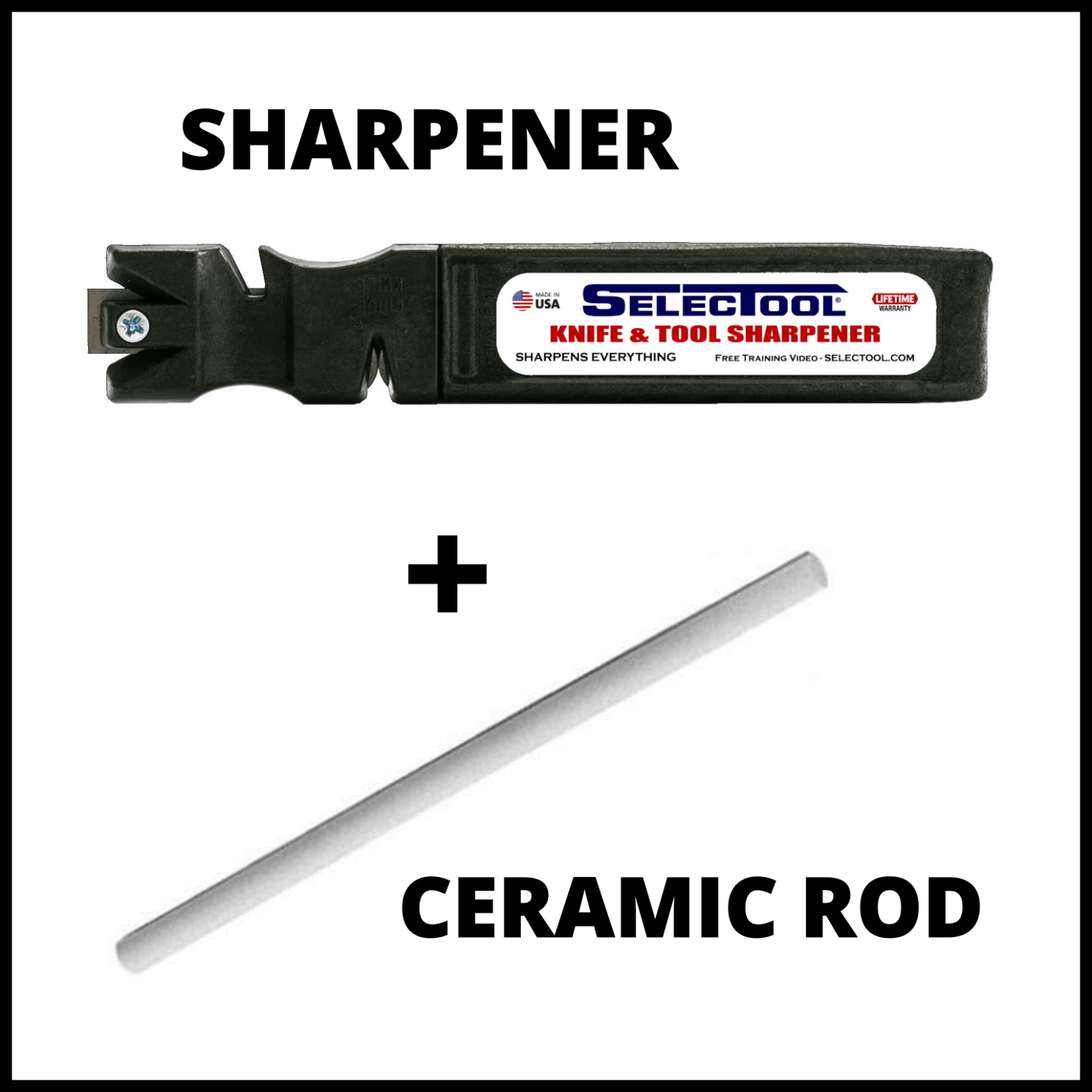 SELECTOOL Knife & Tool Sharpener DUO 8.5" Ceramic Honing Rod Manual Adjustable