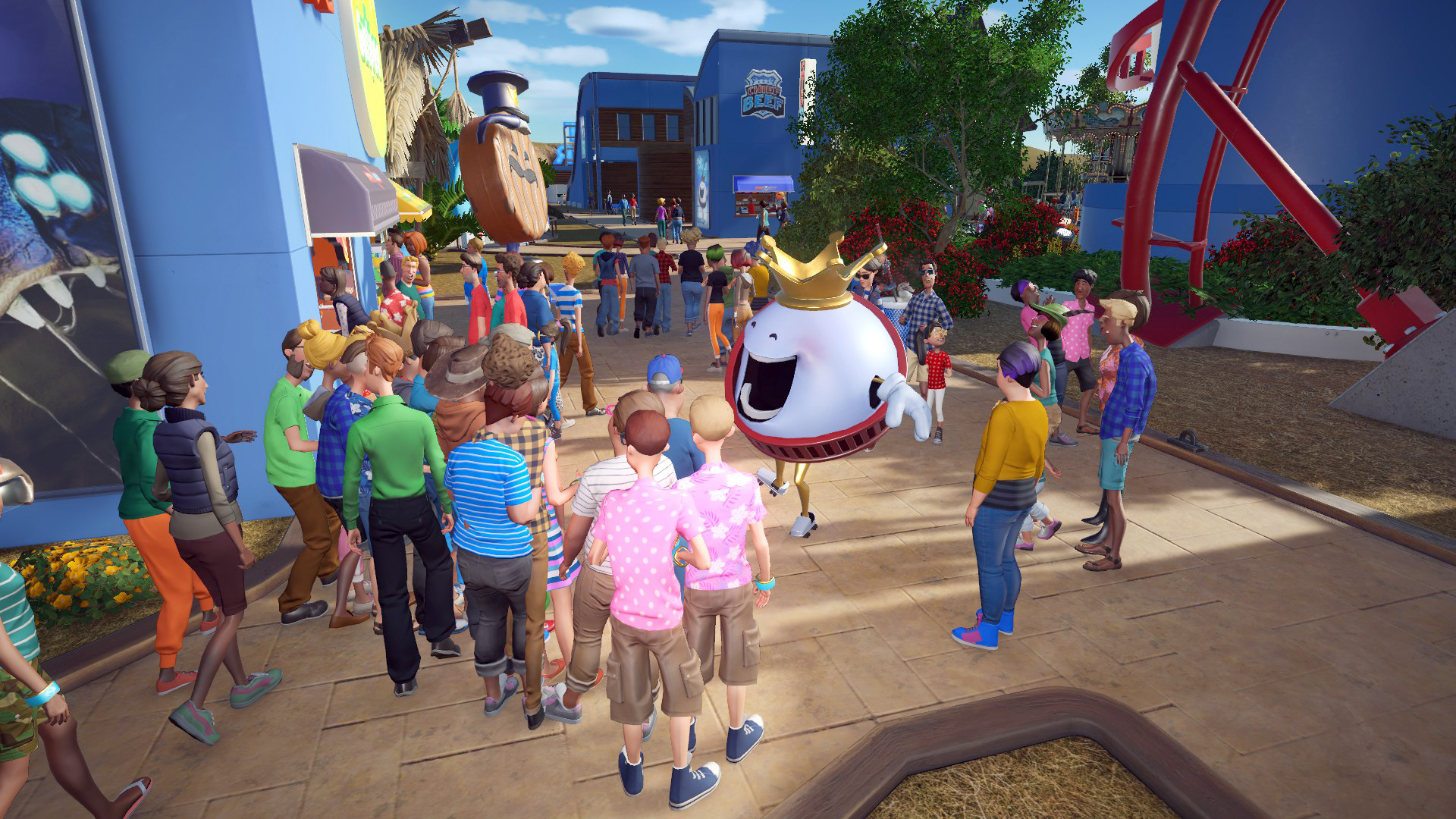 King Coaster entertaining guests in Planet Coaster.