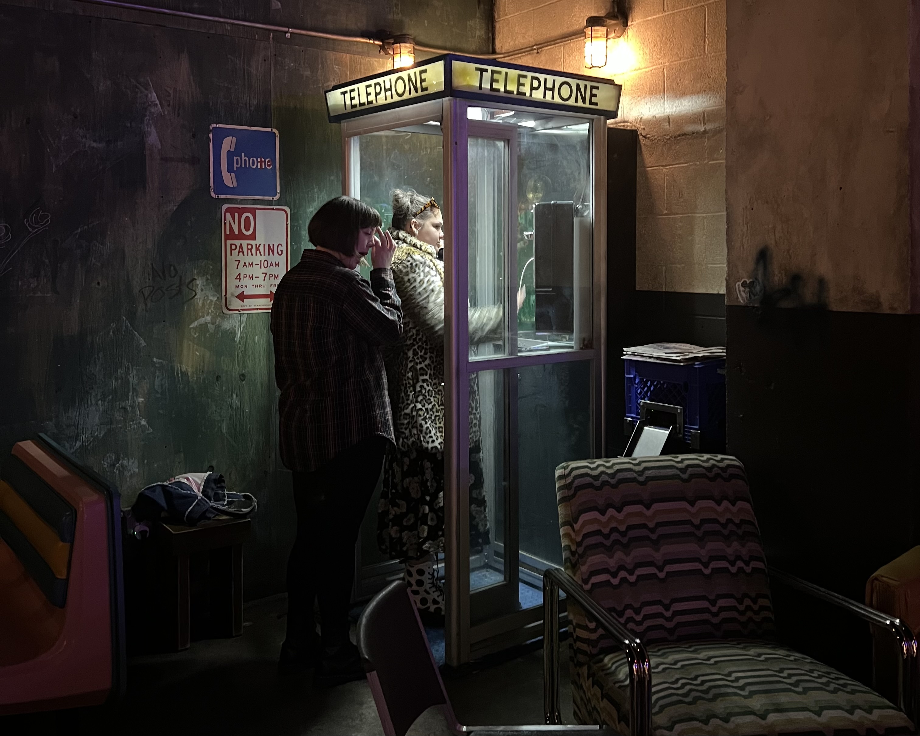 Person using a phone booth photo booth