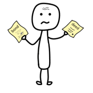 stick man sorting stuff