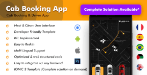 Cab Booking Android + iOS App Template - 2 Apps Rider + Driver - Taxi App Qcabs - HTML + CSS IONIC 3