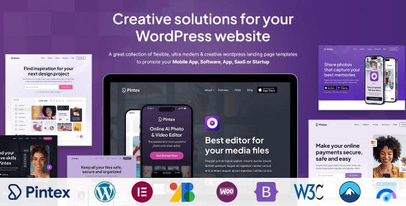 Pintex - Multipurpose SAAS, App & Software Landing Pages WordPress Theme with Elementor