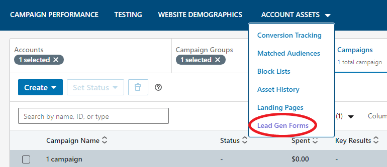Example choose account asset