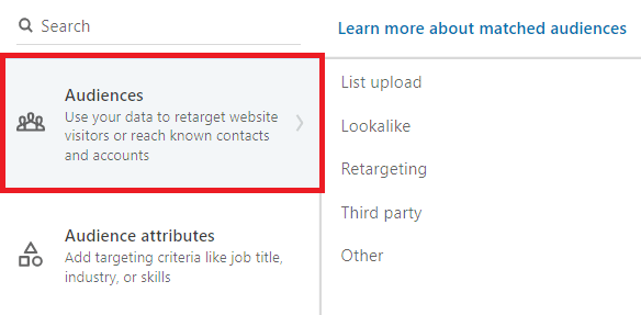 Audiences categories