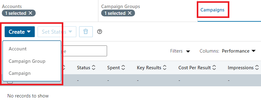 Create campaign button