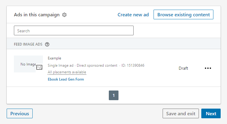 Example campaign ads to launch