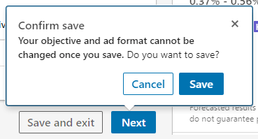 How to save objective & ad format