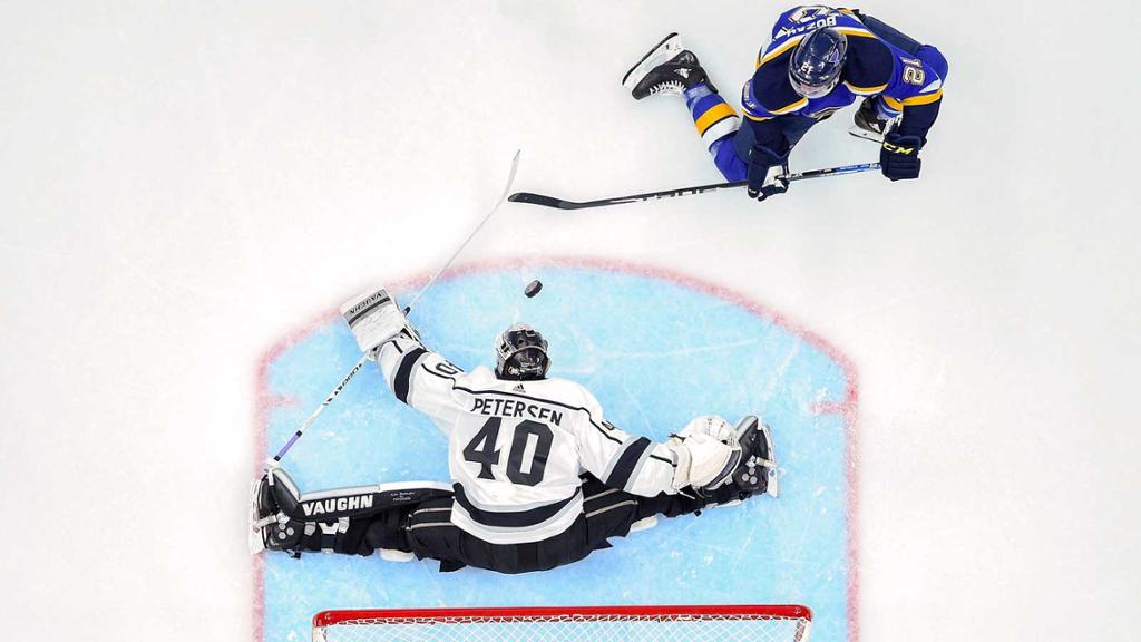 Cal Petersen overhead splits shot
